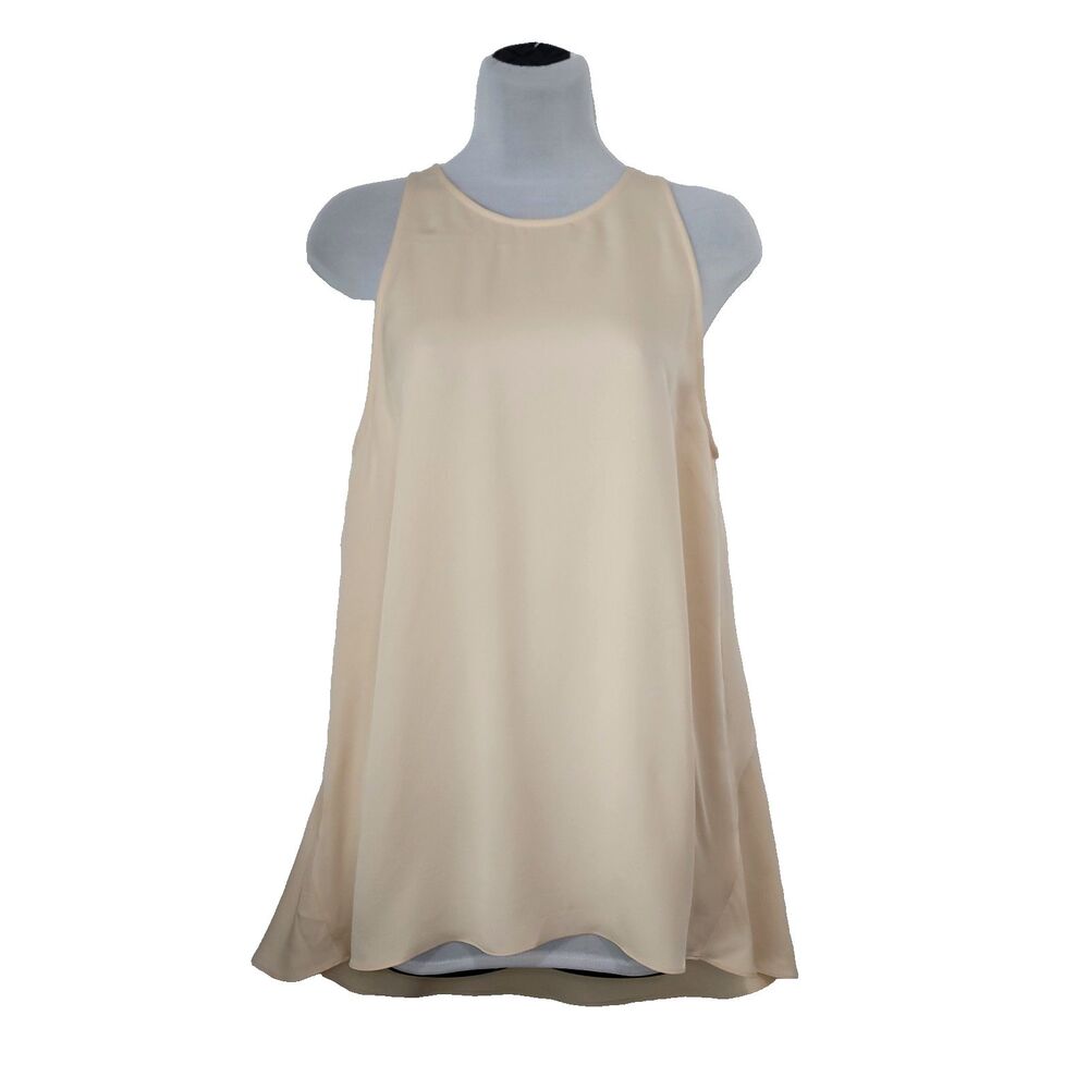 Theory Silk Champaign Kalstinn Blouse S feminine sleeveless Career Closet Staple - Picture 2 of 14